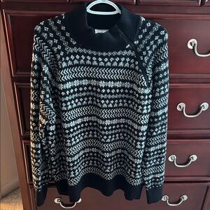 Lou & Grey Black and White Fair Isle Cowl Sweater